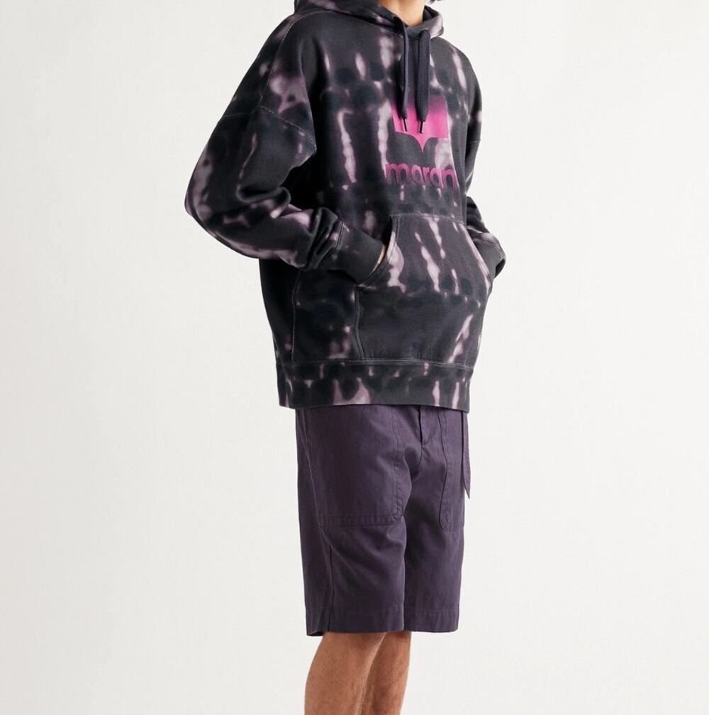ISABEL MARANT Miley Tie-Dye Flece Cotton Hoodie Purple Pink Sz L $460 {H25}